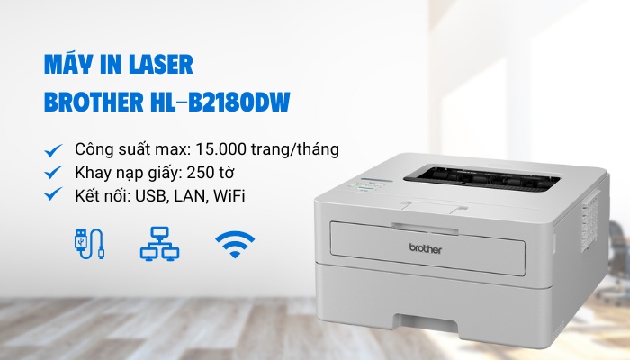 kết nối máy in laser Brother HL-b2180Dw